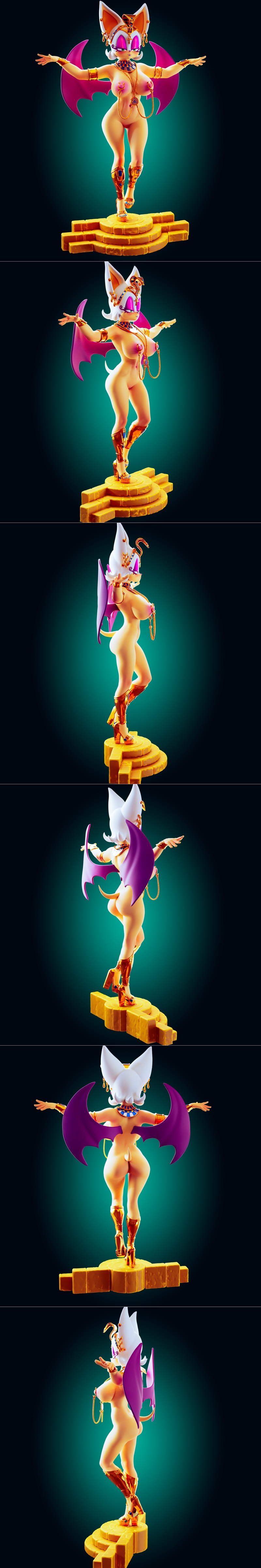 红蝙蝠埃及风cosplay 3D打印模型|Officer Rhu – Rouge the Bat Egyptian Cosplay – 3D Print Model STL