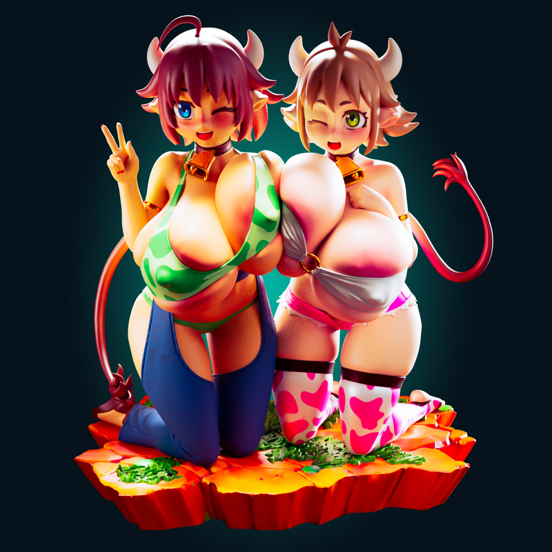 牛奶与 Guinea 双人组合 3D打印模型|Officer Rhu – Milky and Guinea Duo – 3D Print Model