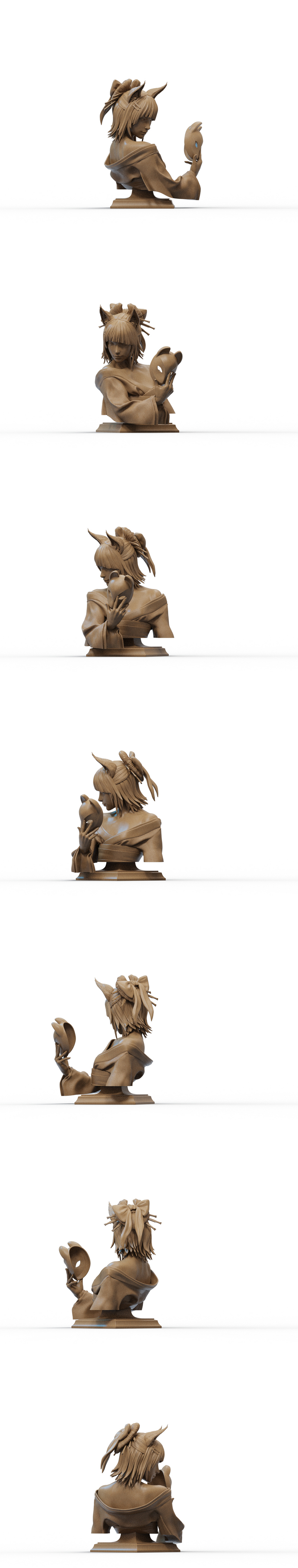 辉夜姬 3D打印模型|Amaterasu Bust – 3D Print Model