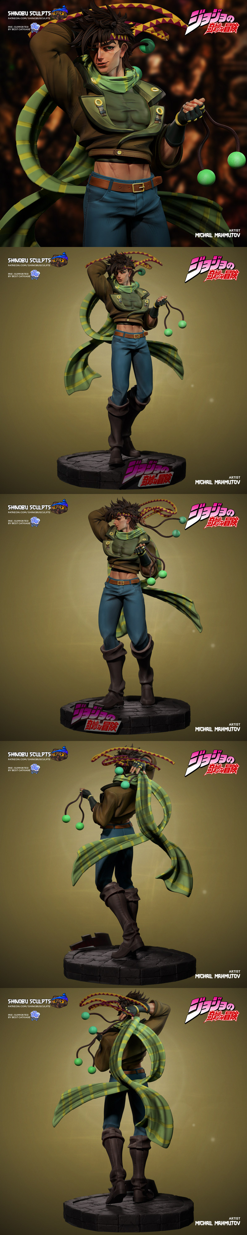 乔乔的奇妙冒险-乔瑟夫·乔斯达-3D打印模型|Shinobu Sculpts – Joseph Joestar – JoJo’s Bizarre Adventure – 3D Print Model