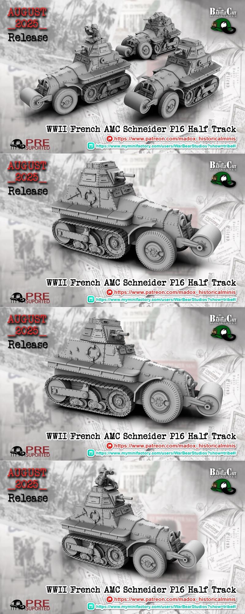 二战法国AMC谢涅尔P16半履带车 3D打印模型|WWII French AMC Schineider P16 Half Track – 3D Print Model STL