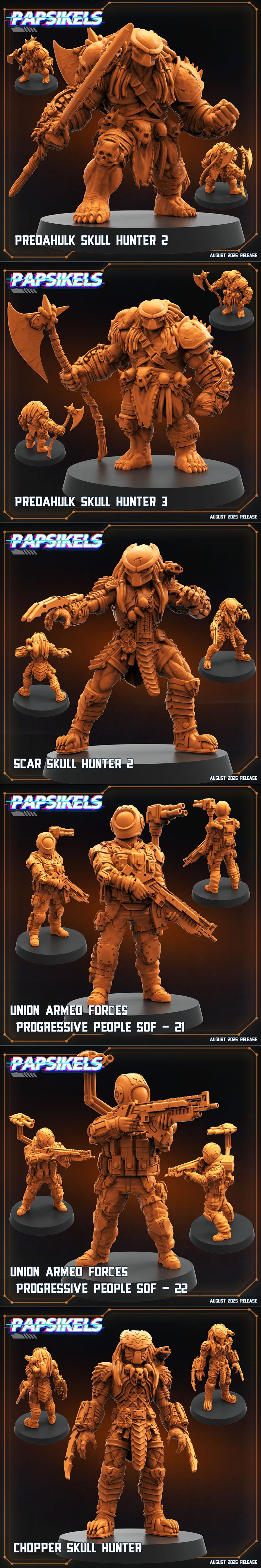 Papsikels迷你模型——科幻题材3D打印雕塑（2025年）|Papsikels Miniatures – Sci-Fi Ground Zero August 2025 – 3D Print Model STL