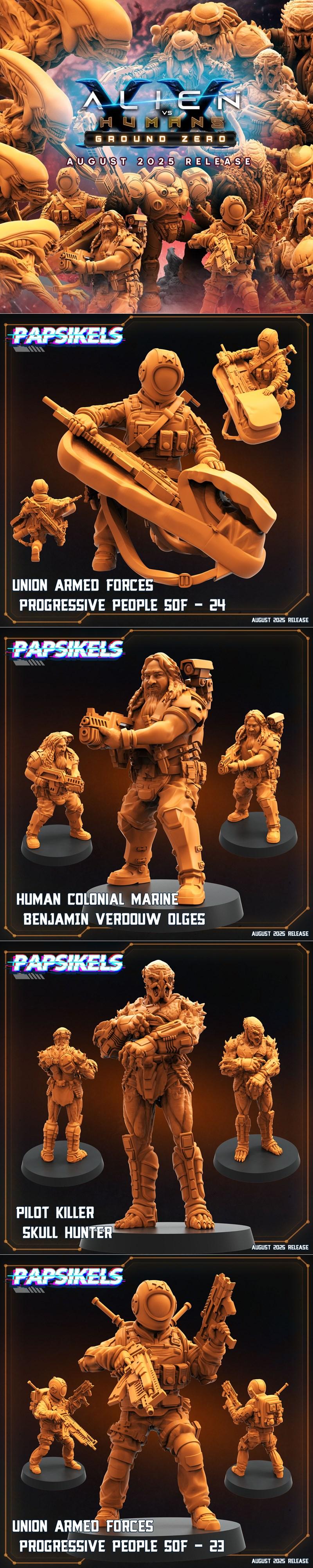 Papsikels迷你模型——科幻题材3D打印雕塑（2025年）|Papsikels Miniatures – Sci-Fi Ground Zero August 2025 – 3D Print Model STL