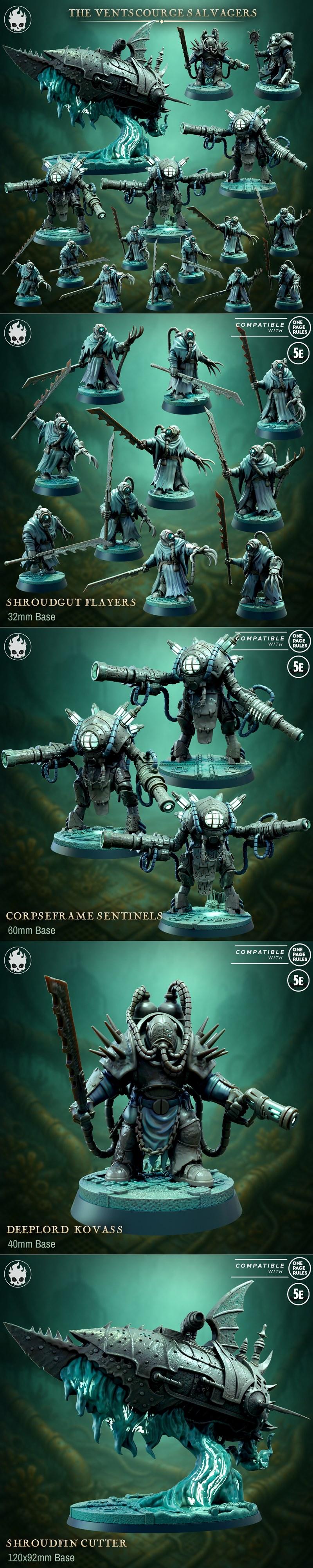 Fleshcraft Studio《沉溺之子》第二章： ventscourge 潜 salvagers 3D打印模型|Fleshcraft Studio – The Sons of the Drowned – Part 2 – The Ventscourge Salvagers August 2025 – 3D Print Model STL