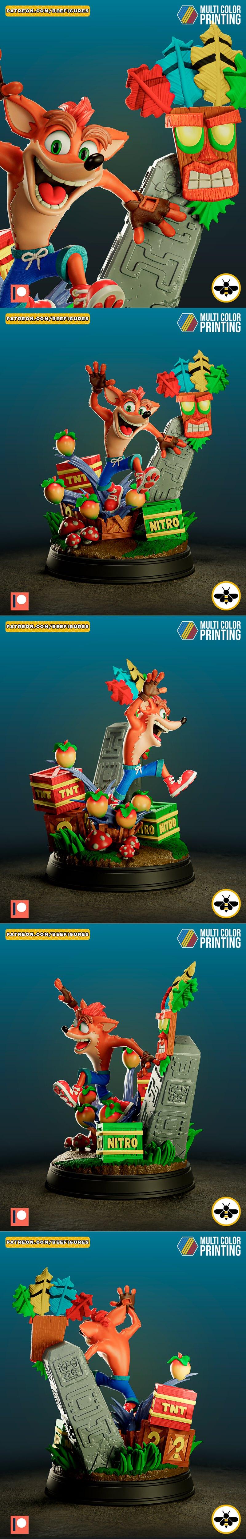 Bee figures 3D打印模型：Crash Bandicoot（ Crash带卡）|Bee figures – Crash bandicoot – 3D Print Model STL