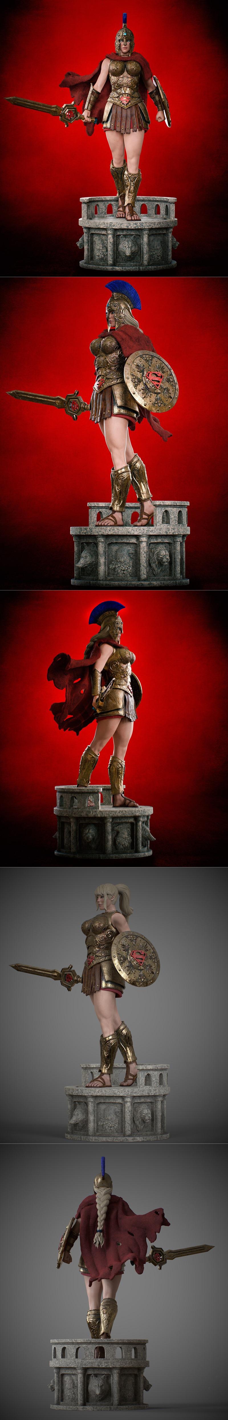 超级女孩 斩龙者 3D打印模型|Super girl gladiador – 3D Print Model STL