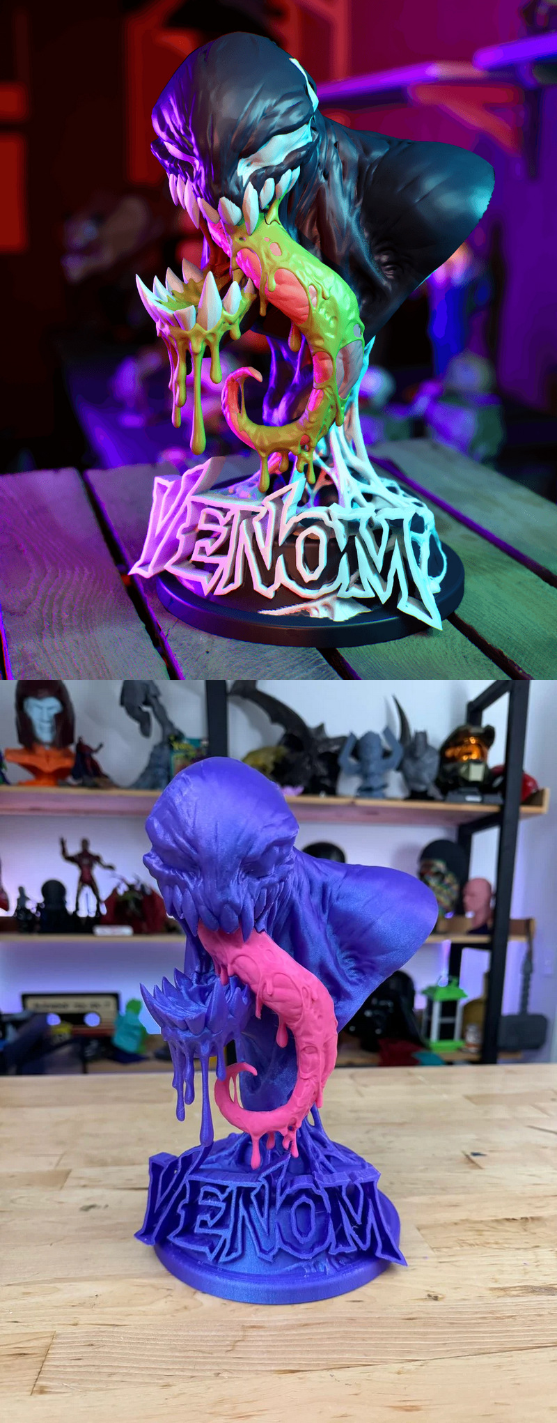 Venom爆破模型——3D打印可玩角色雕塑|Venom Bust – 3D Print Model