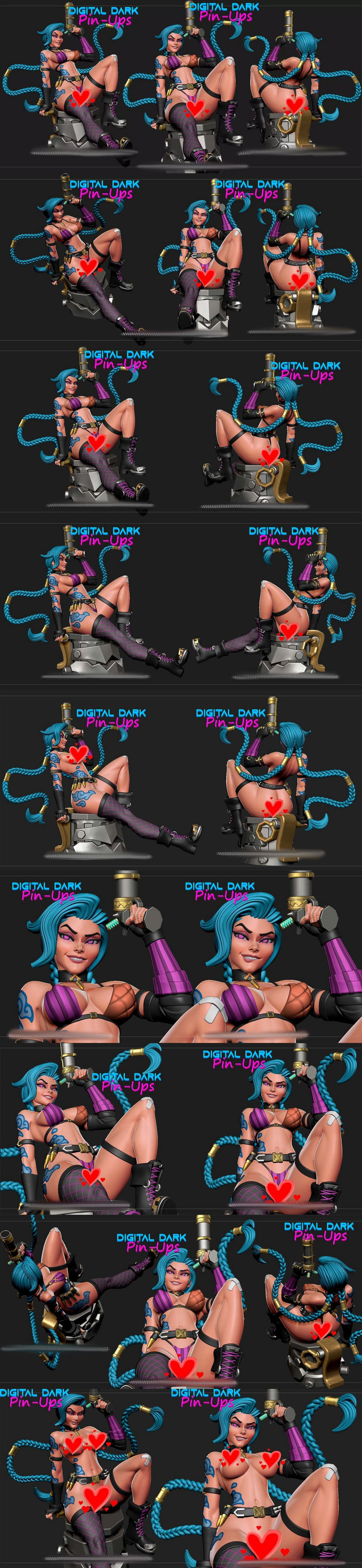 数字暗黑插图——Jinx 3D打印模型|Digital Dark Pin-Ups – Jinx – 3D Print Model