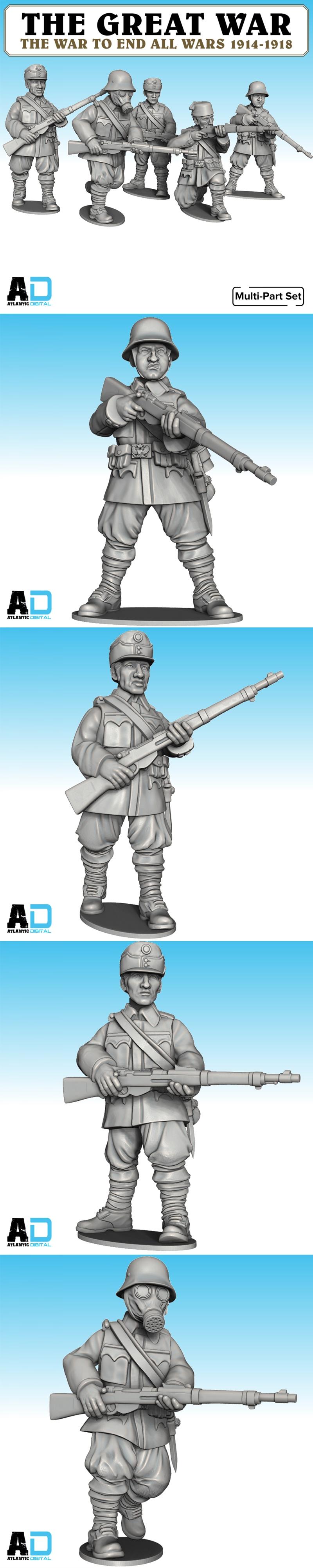 威刚战役：奥匈帝国步兵3D打印模型|Wargames Atlantic – Great War Austro-Hungarian Infantry – 3D Print Model STL