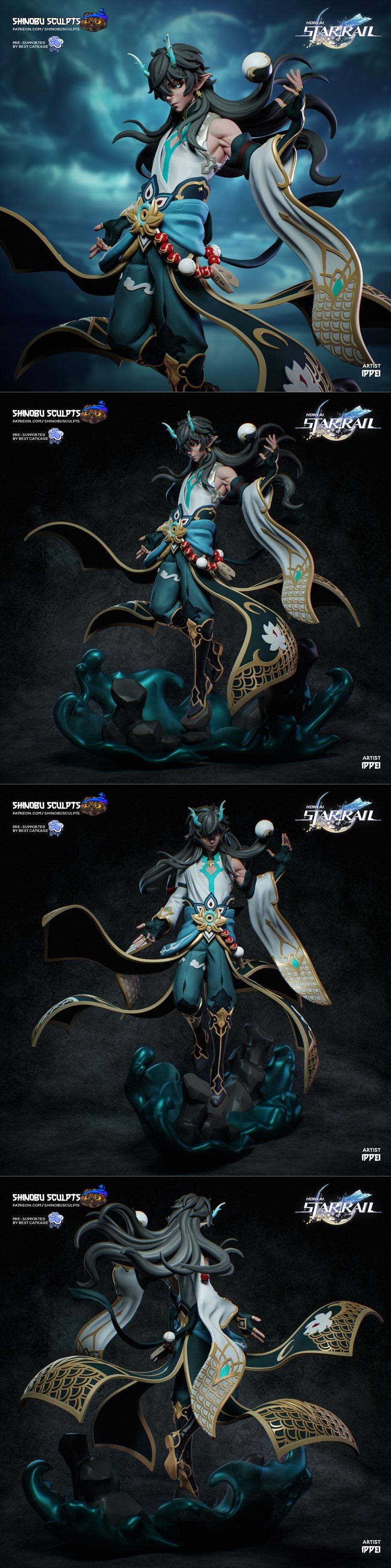 三渲二风格3D打印模型：丹恒·月之律者 cosplay 塑形作品|Shinobu Sculpts – Dan Heng Imbibitor Lunae – Honkai – 3D Print Model STL