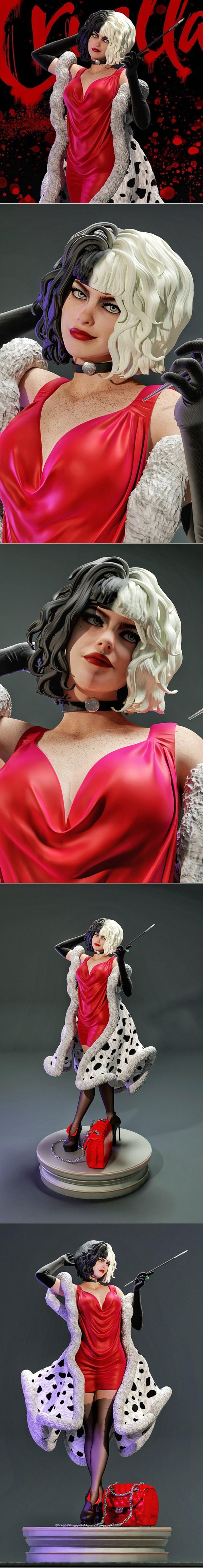 MCM3D - 101只小斑点 - 哥特式恶女克鲁拉德维爾 3D打印模型|MCM3D – Cruella De Vil – 101 Dalmatians – 3D Print Model STL