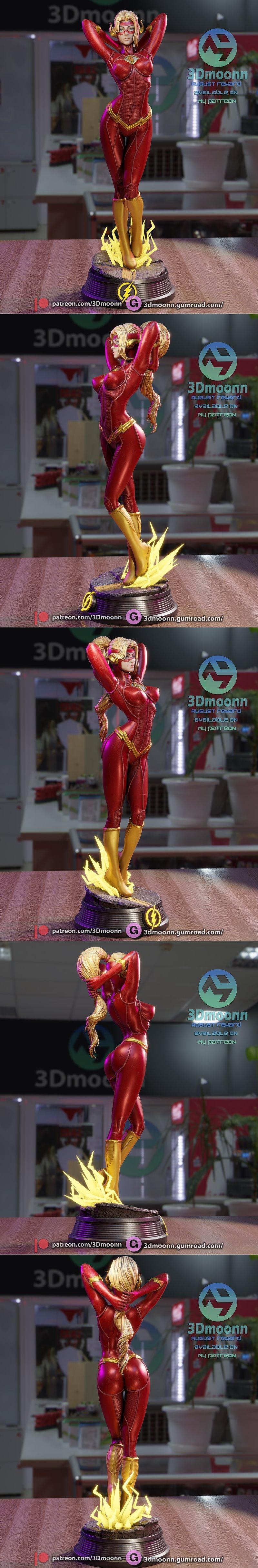 3D打印模型：Lady Flash角色造型|3Dmoonn – Lady Flash – 3D Print Model STL