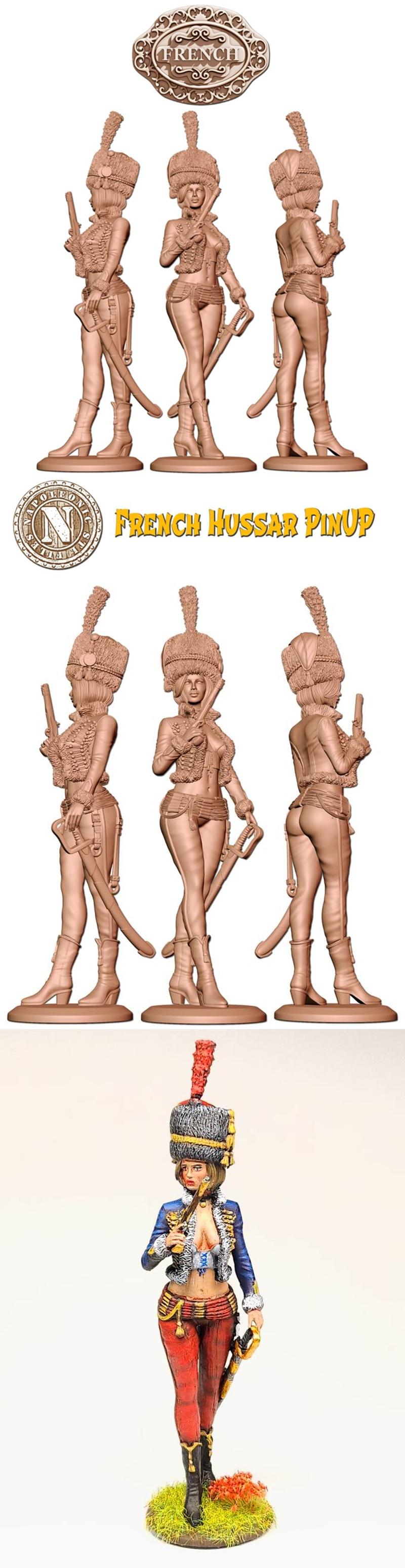 拿破仑骑兵女郎 3D打印模型|Napoleonic Hussar Pin Up – 3D Print Model STL