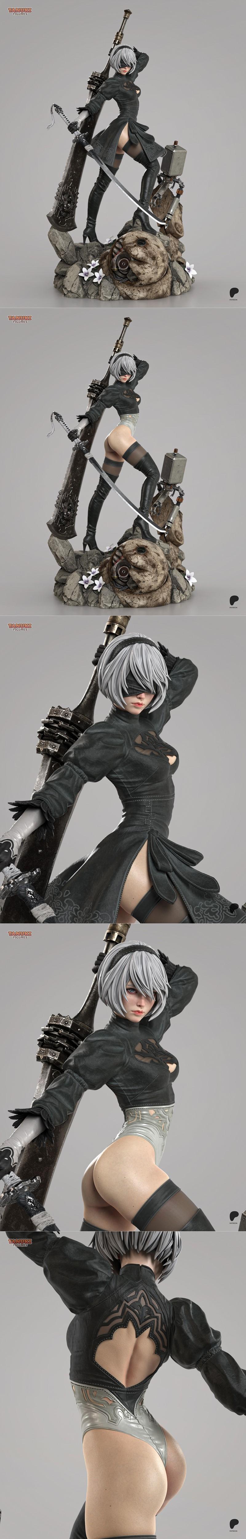 2B 3D打印模型|Tanuki Figures – 2B – 3D Print Model STL