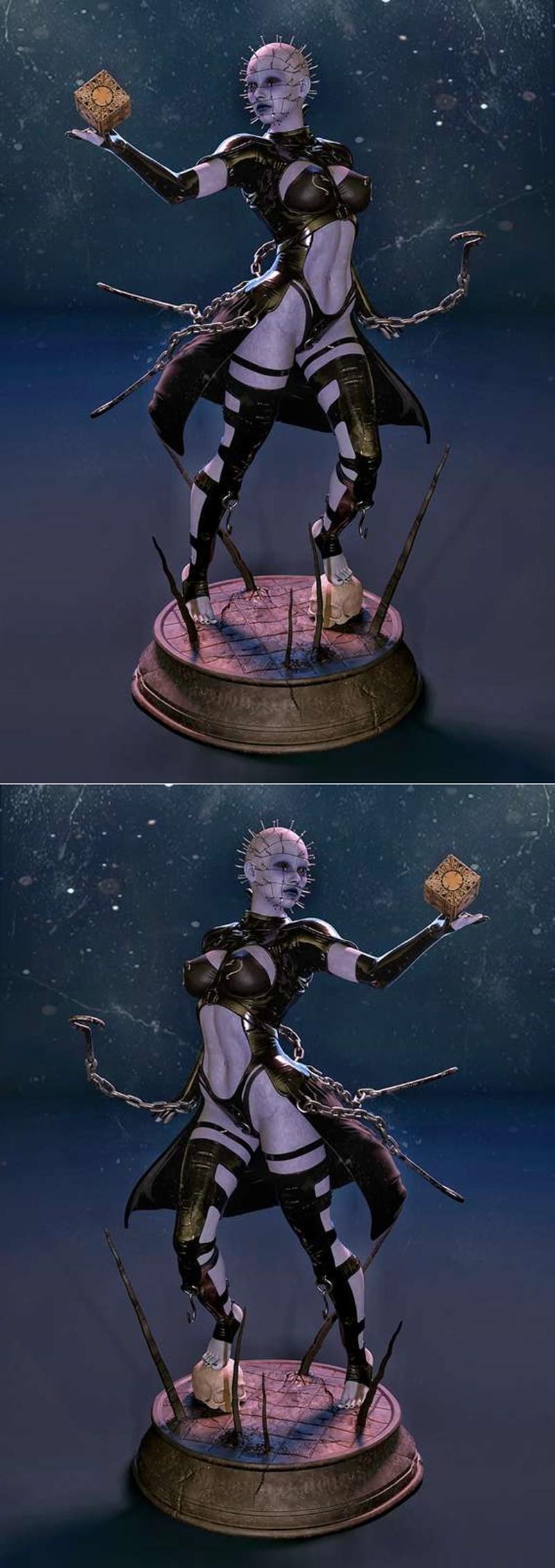 Pinhead - 3D打印模型 - 恐怖角色雕塑|Pinhead – 3D Print Model STL