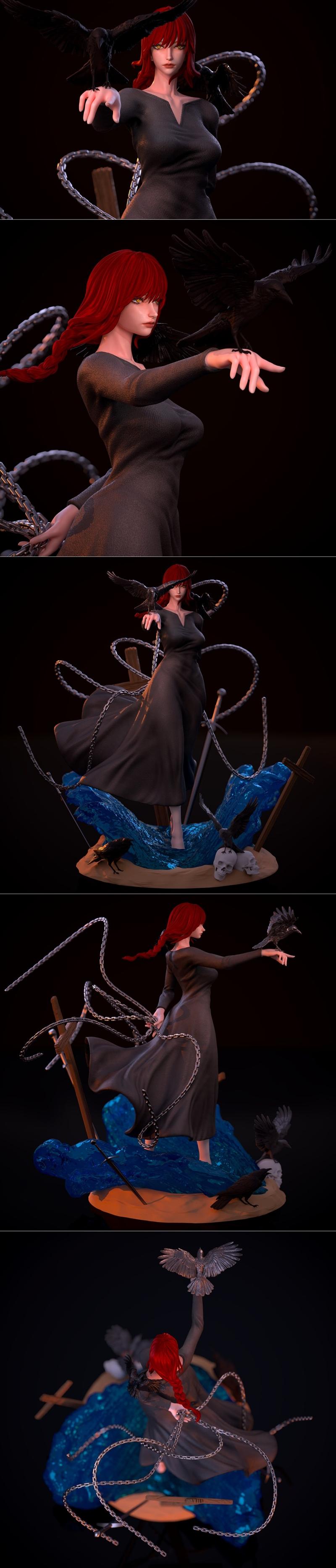 Sylviana雕塑模型 - 马克米娜 3D打印件|Sylviana sculpt – Makima – 3D Print Model STL