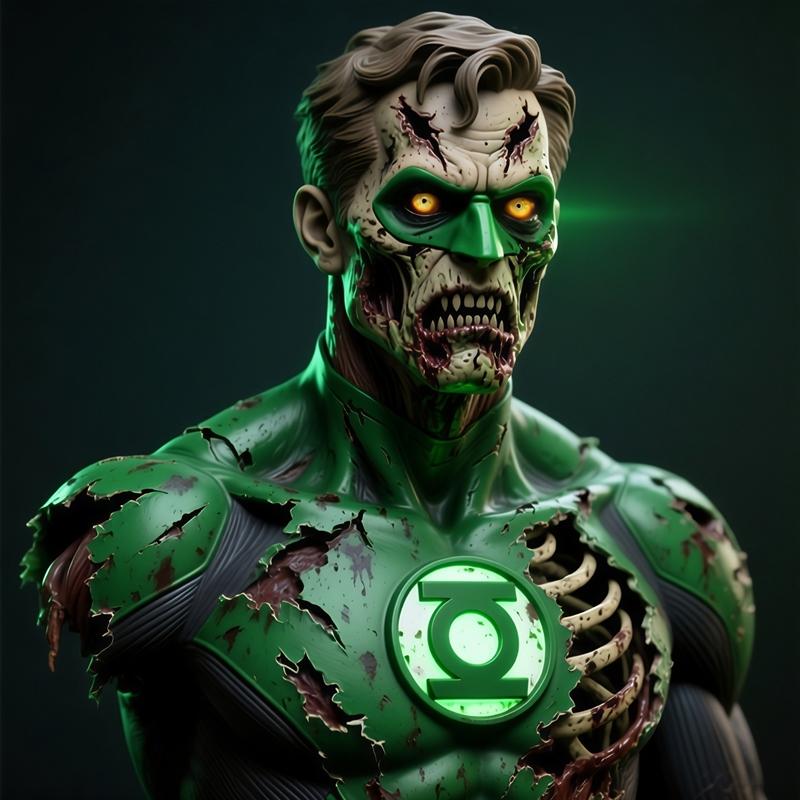 绿灯侠僵尸模型3D打印文件|Green Lantern Zombie Bust – 3D Print Model STL