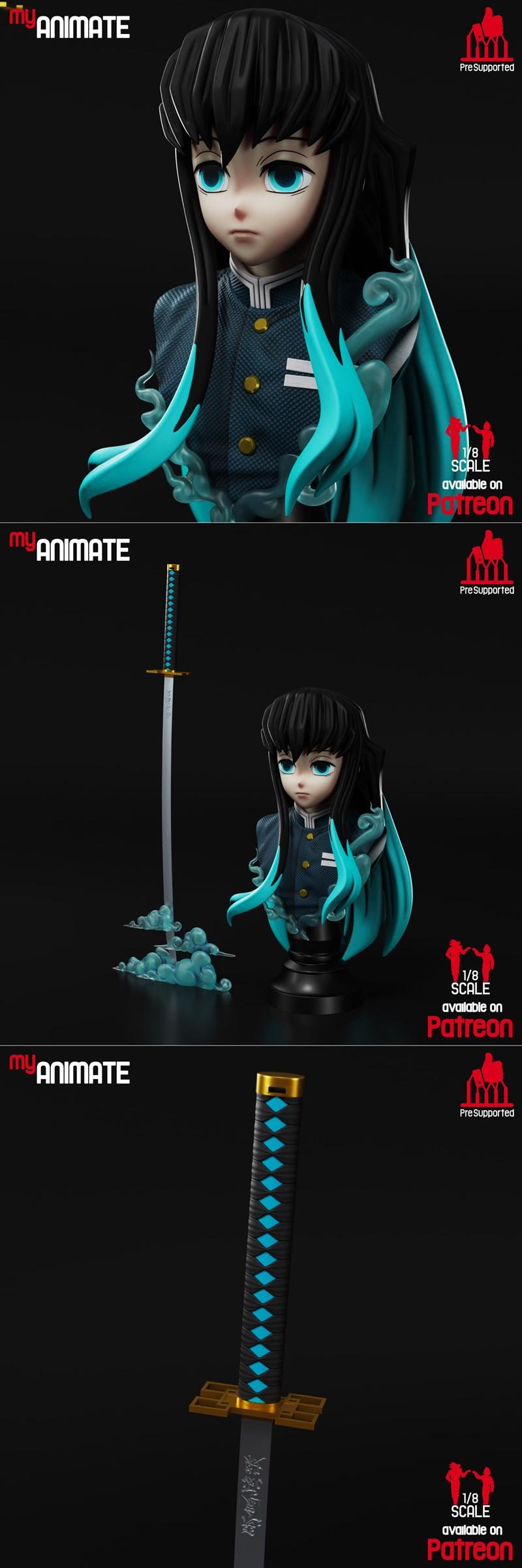 我的动漫——火神神乐 3D打印模型|myAnimate – Tokito Muichiro Busto – Kimetsu no Yaiba – 3D Print Model STL