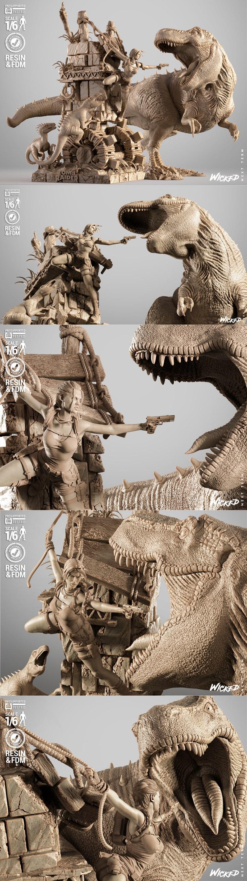 邪恶之女——《神秘女猎手》3D打印模型|WICKED – Tomb Raider Diorama – 3D Print Model STL