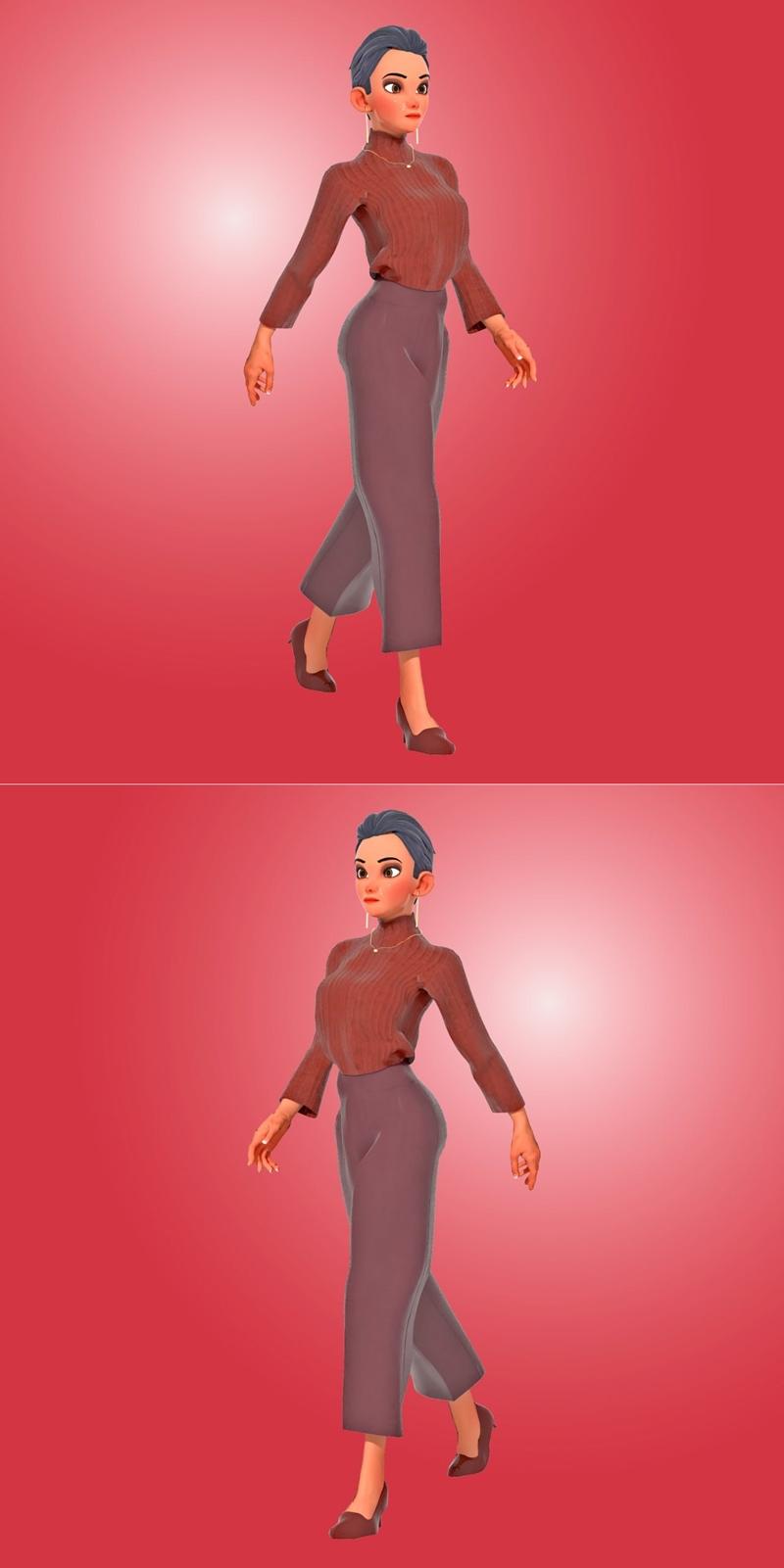 冬日休闲卡通女性 3D打印模型|Cartoon woman with winter clothes Casual – 3D Print Model STL