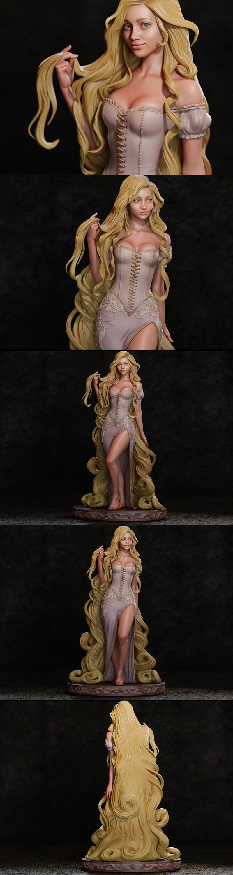 CA 3D Studios - 女巫胡桃 - 3D打印模型|CA 3D Studios – Rapunzel – 3D Print Model STL