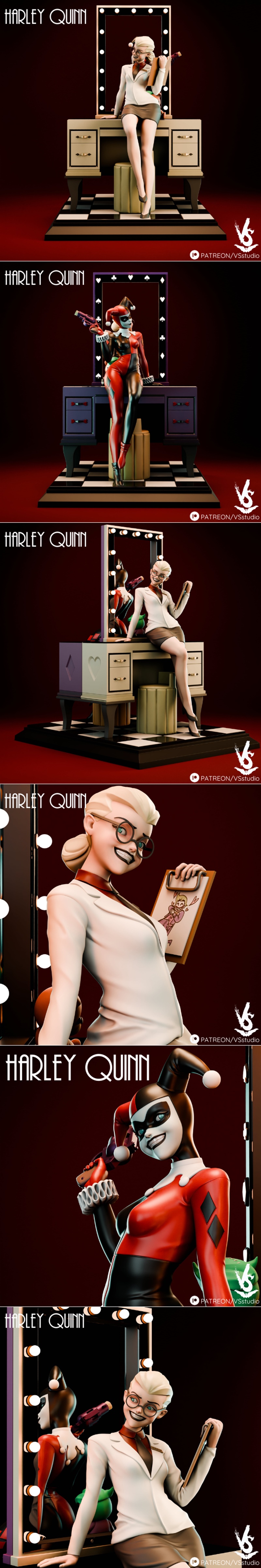 VS3D – 乐高迪奥拉模型 – 赫莉奎妮|VS3D – Tas Harley Quinn Diorama – 3D Print Model STL