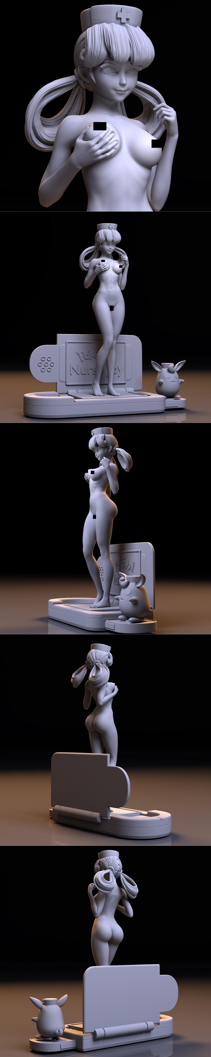护士乔伊与歪歪兔——宝可梦3D打印模型|Nurse Joy and Wigglytuff – pokemon – 3D Print Model STL