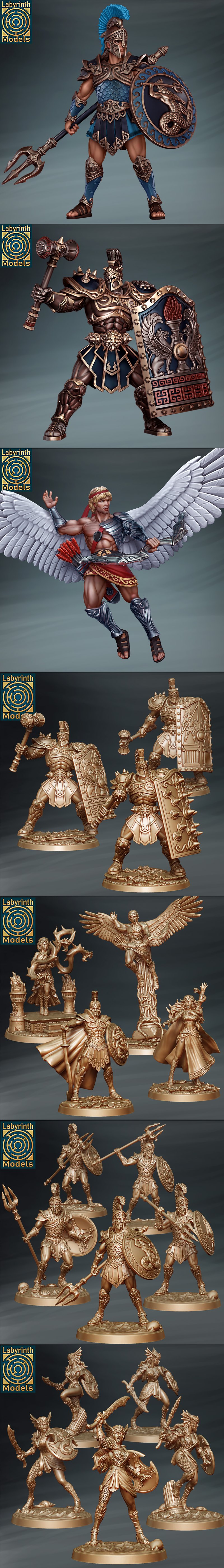 迷宫模型——奥运系列 Vol.3——3D打印模型 STL|Labyrinth Models – Olympians Collection Vol.3 – 3D Print Model STL