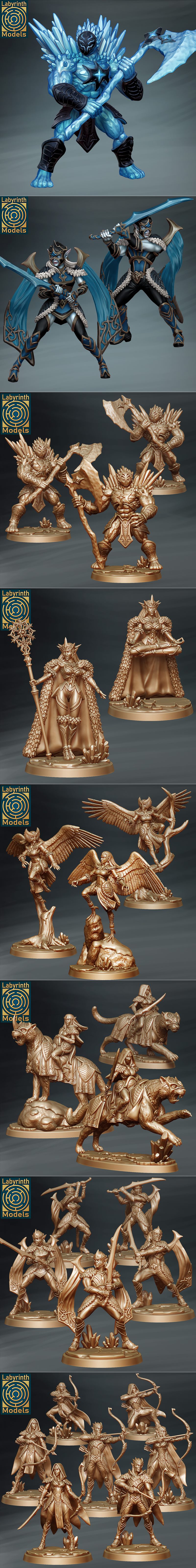 冰精灵系列3D打印模型|Labyrinth Models – Ice Elves Collection – 3D Print Model STL