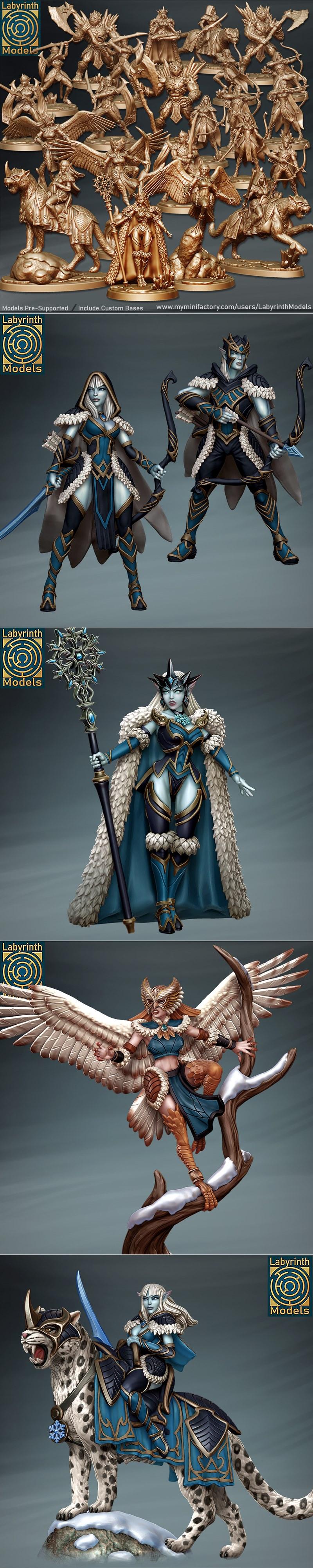 冰精灵系列3D打印模型|Labyrinth Models – Ice Elves Collection – 3D Print Model STL