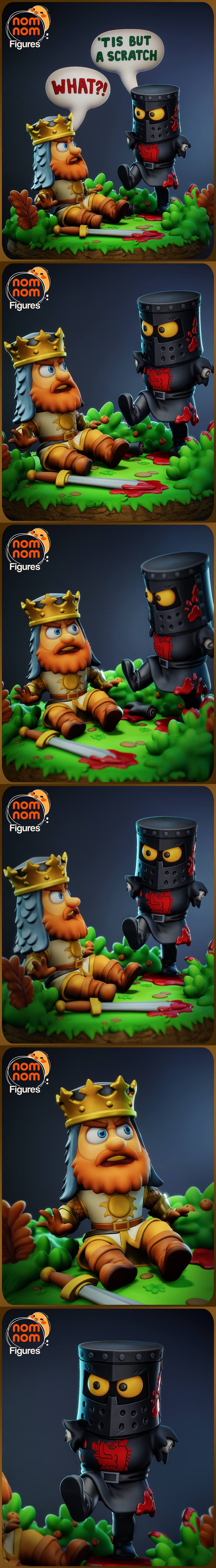 蒙提python圣杯寻访 丘比特黑骑士 3D打印模型|NomNom Figures – Chibi The Black Knight – Monty Python and the Holy Grail – 3D Print Model