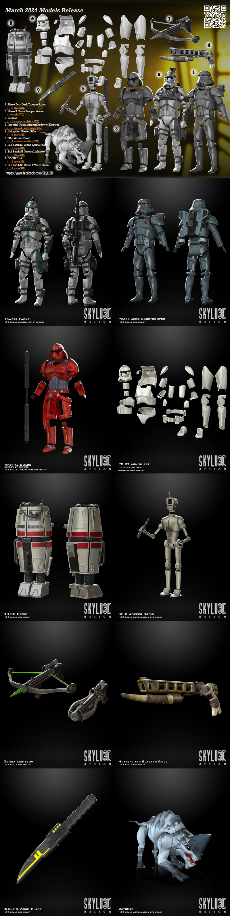 Skylu 2024三月新品：动漫游戏角色3D打印模型集|Skylu March 2024 – 3D Print Model