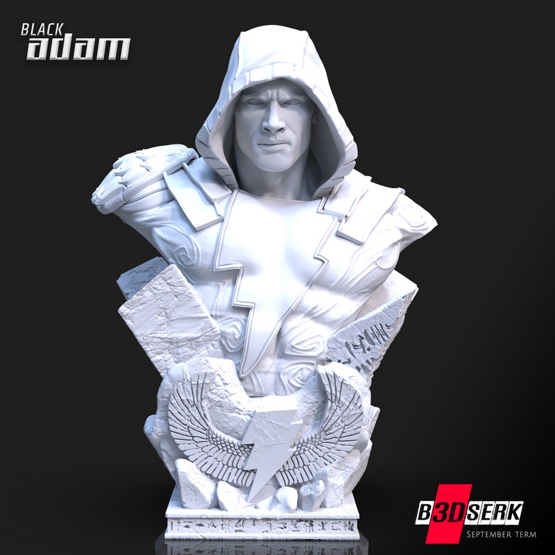 B3DSERK – 黑亚当雕塑 – 3D打印模型|B3DSERK – Black Adam Bust – 3D Print Model