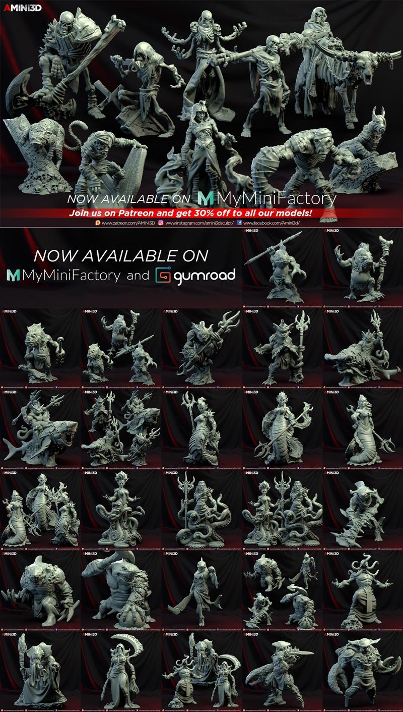 Amini3D - 动漫游戏角色3D打印模型|Amini3D – Skeletons – 3D Print Model STL