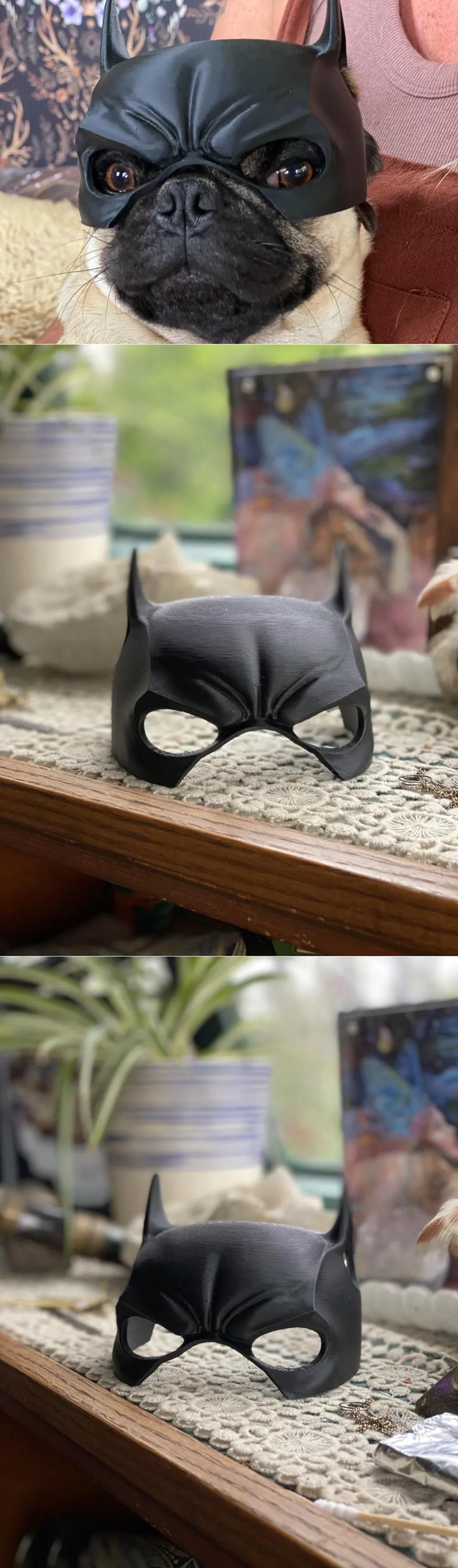 蝙蝠侠面具 3D打印模型 短鼻犬种适用|Batman Dog Mask for Short-Nosed Breeds – 3D Print Model STL
