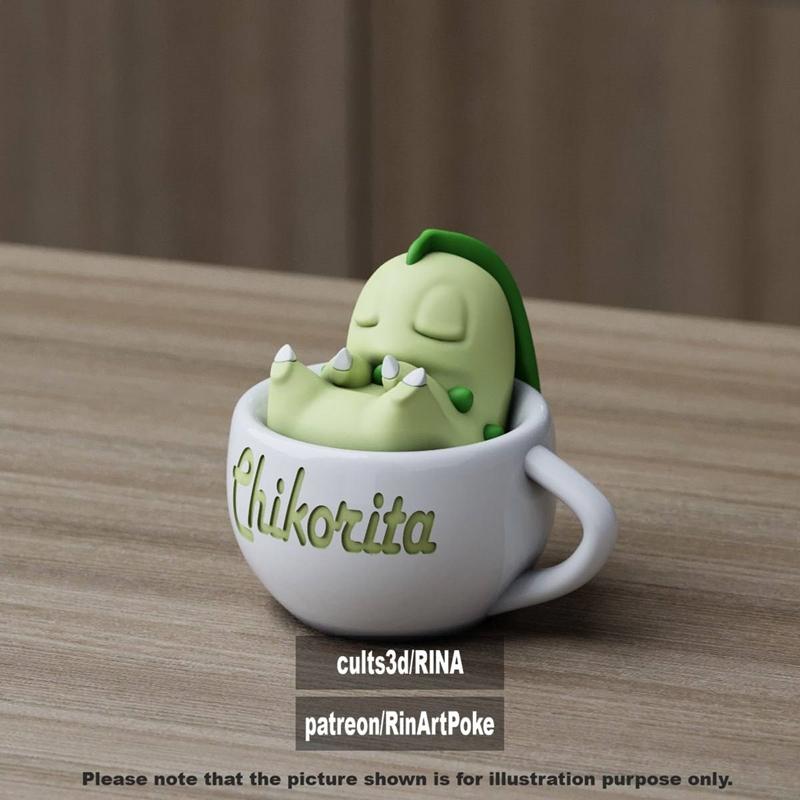 奇克蒂拉冰饮杯 - 3D打印模型|Chikorita chill cup – 3D Print Model STL