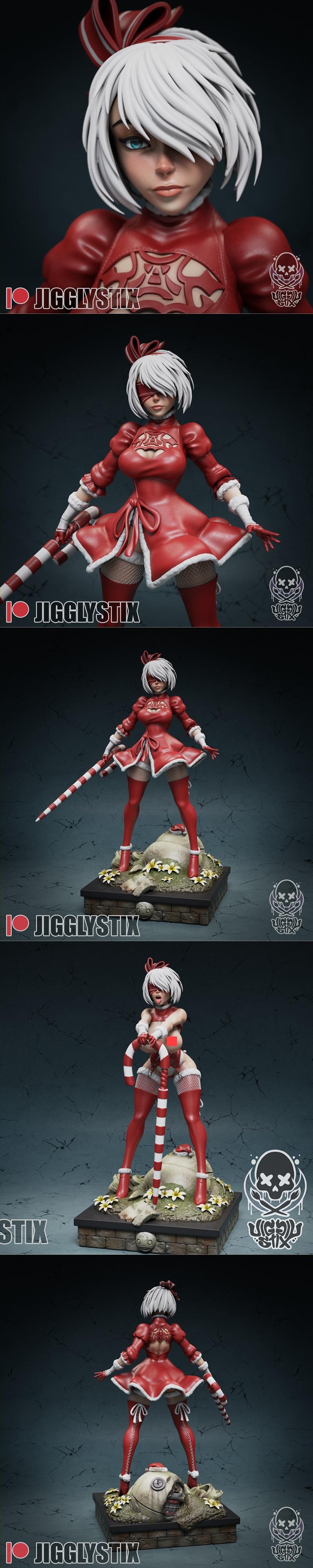 Jigglystix 3D打印圣诞版机械战兵模型|Jigglystix – Automaton Battle Android Christmas Edition – 3D Print Model STL