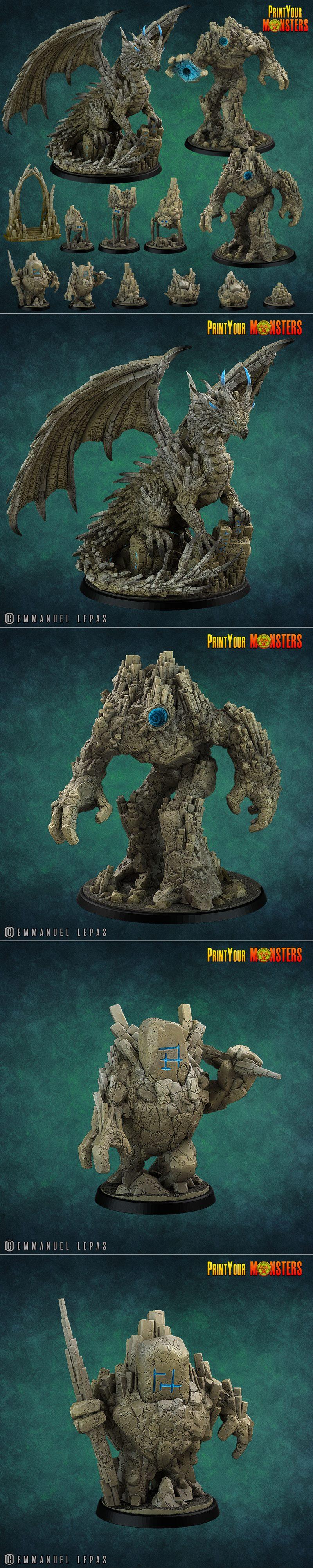 基岩系列作品 Vol.03 - 可打印怪物模型集|Print Your Monsters – Vol.03 – Basalts Pack – 3D Print Model STL