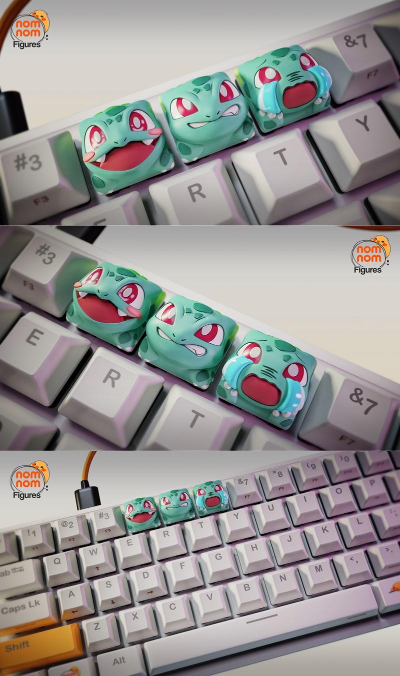 宝可梦3D打印模型：叶绿发条键帽|NomNom Figures – Keycaps Bulbasaur – Pokemon – 3D Print Model STL