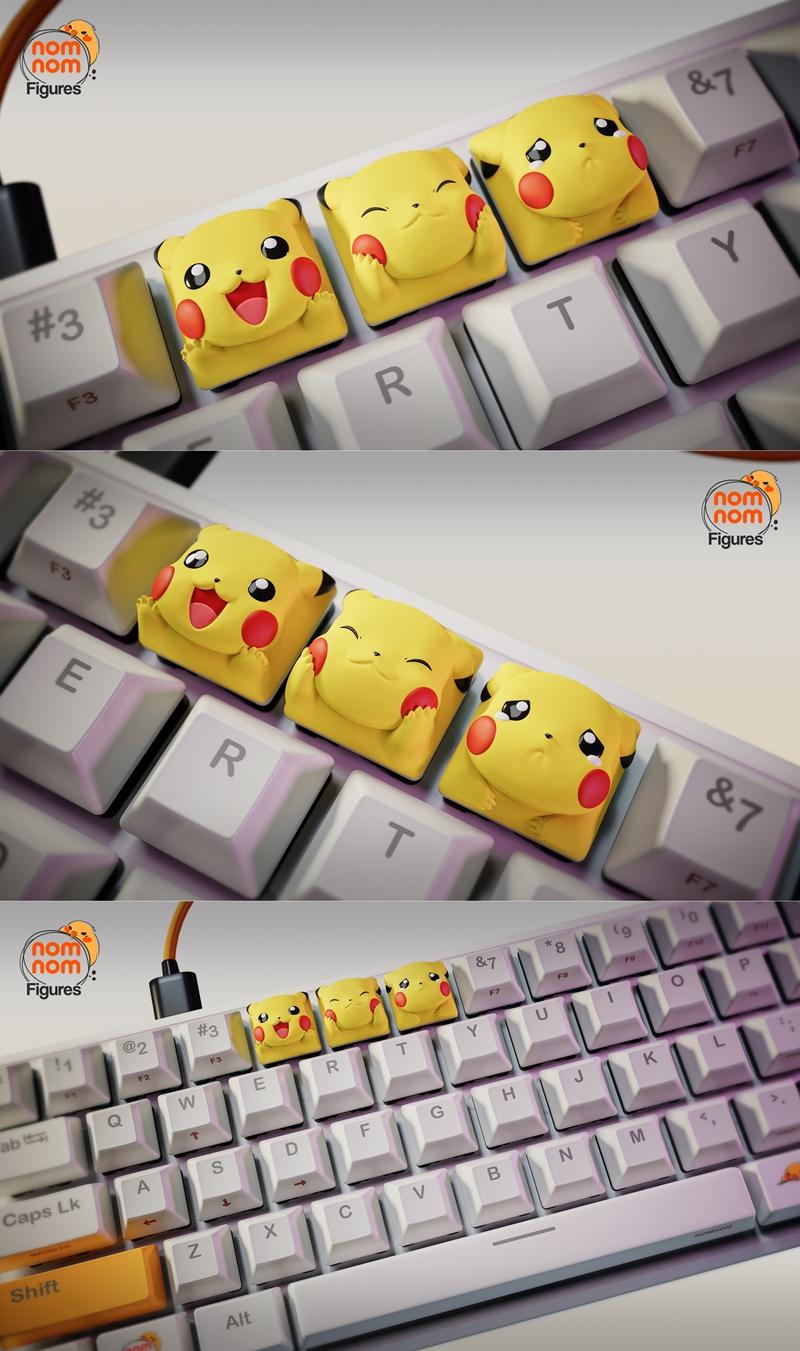 3D打印模型：宝可梦皮卡丘键帽|NomNom Figures – Keycaps Pikachu – Pokemon – 3D Print Model STL