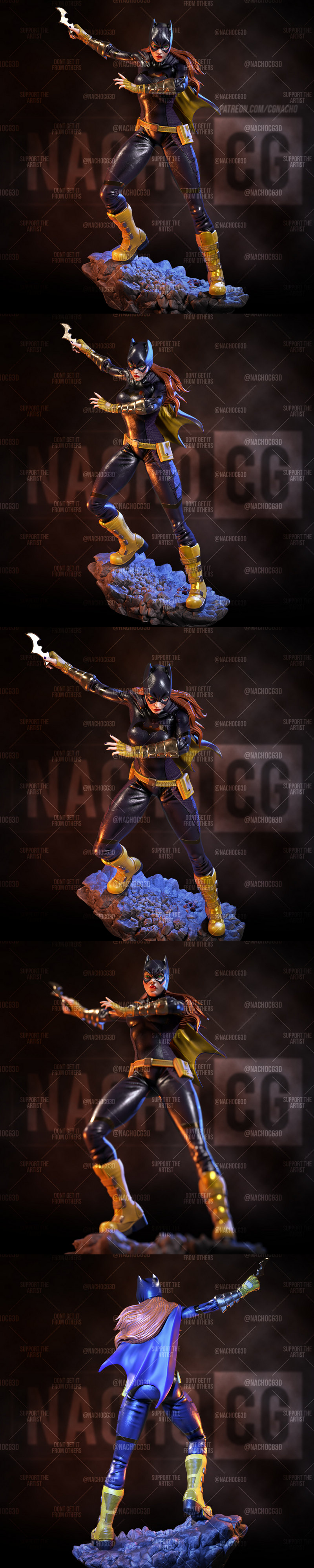 蝙蝠女孩3D打印雕塑模型|Fan Art Batgirl Statue – 3D Print Model