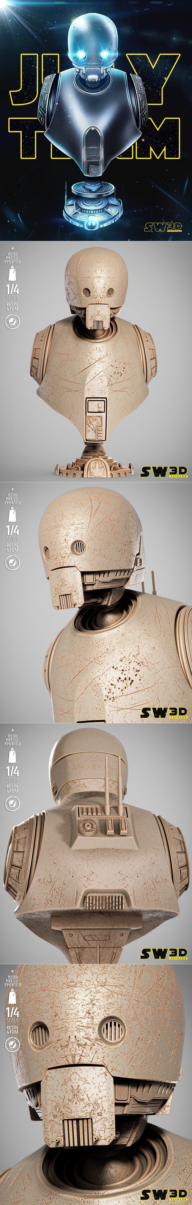 SW3D - K2SO 人物头像3D打印模型|SW3D – K2SO Portrait Bust – 3D Print Model STL