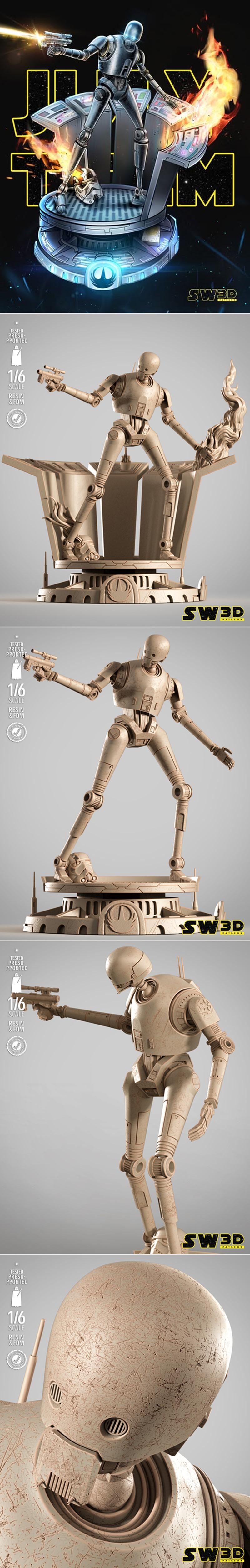 SW3D - K-2SO雕塑 - 3D打印模型|SW3D – K-2SO Sculpture – 3D Print Model STL