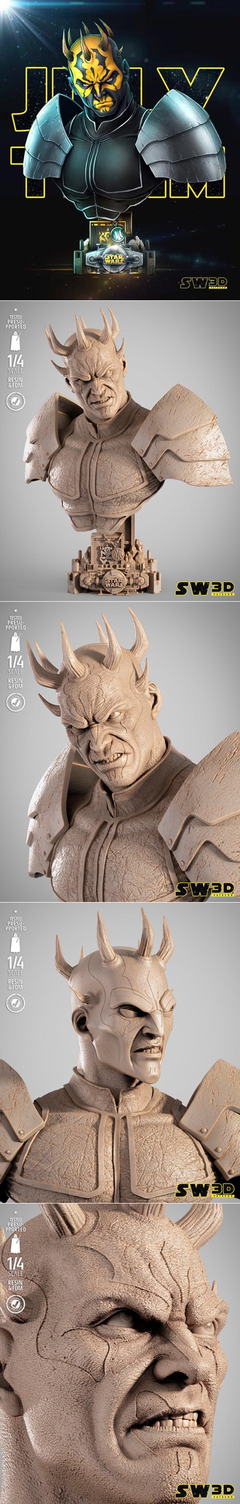 SW3D - 暴怒压迫人物头像 - 3D打印模型|SW3D – Savage Opress Portrait Bust – 3D Print Model STL