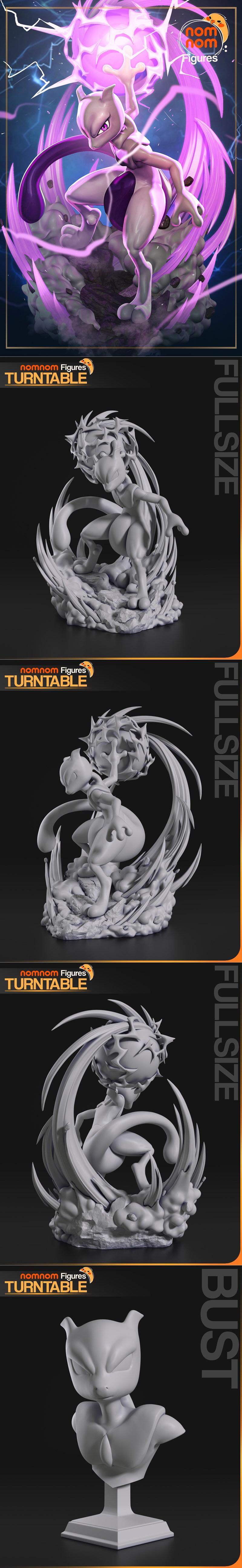 宝可梦Mewtwo 3D打印模型|Nomnom Figures – Mewtwo – Pokemon – 3D Print Model STL