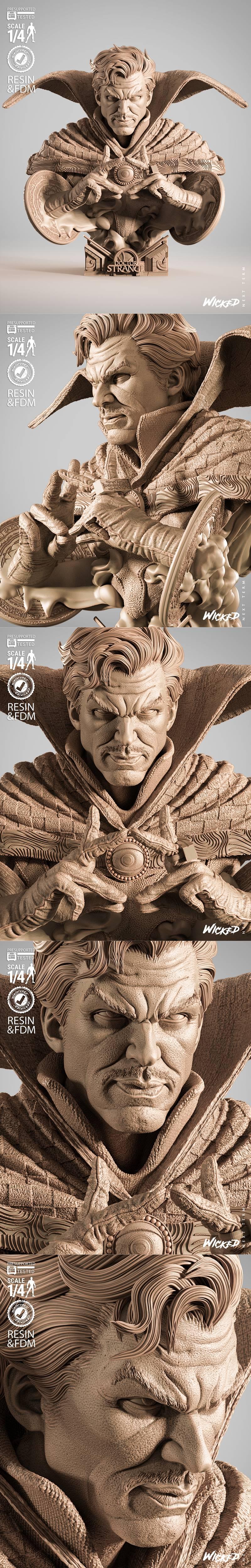 奇异博士雕像3D打印模型|WICKED – Dr Strange Portrait Bust – 3D Print Model STL