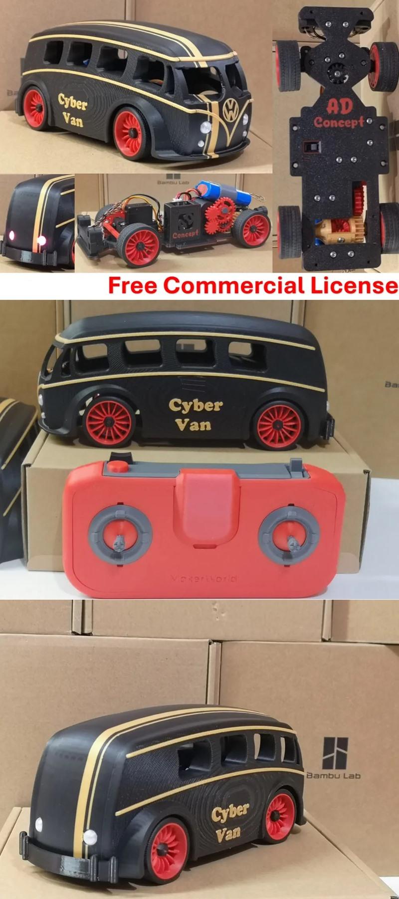 赛博悍马 - 保时捷组合 - 赛博积木 - 模型 - 3D打印|Cyber Van – VW Combi – Cyberbrick – RC – 3D Print Model STL