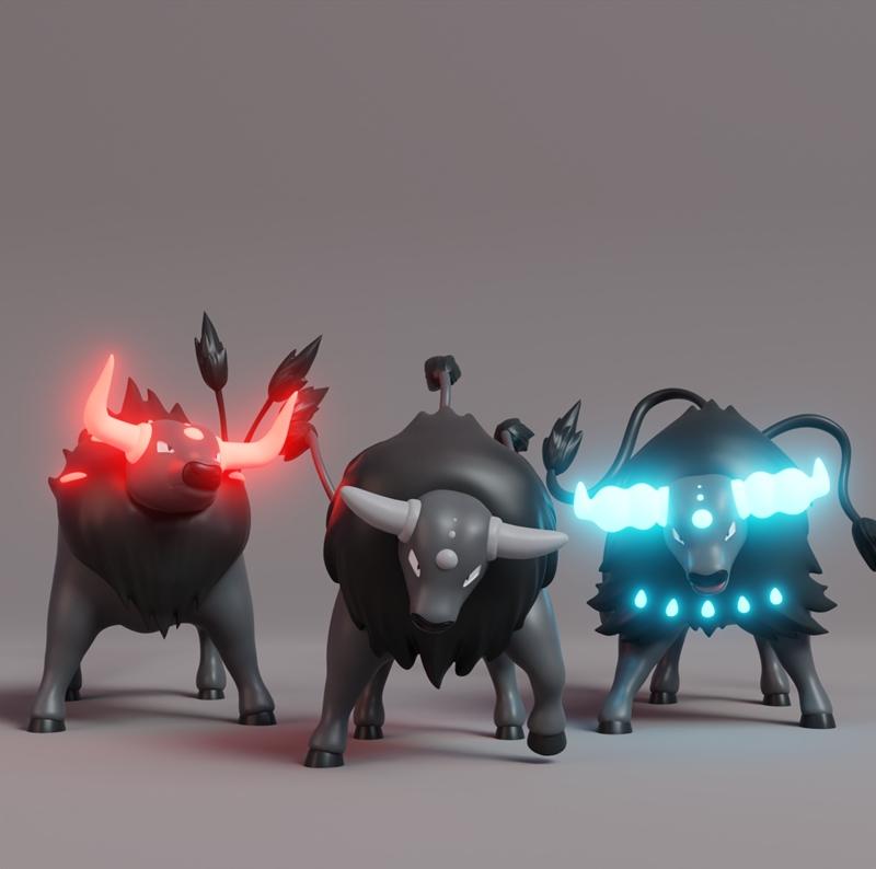 宝可梦 - 拉普拉斯塔乌斯 - 3D打印模型|Pokemon – Paldean Tauros All Forms – 3D Print Model STL