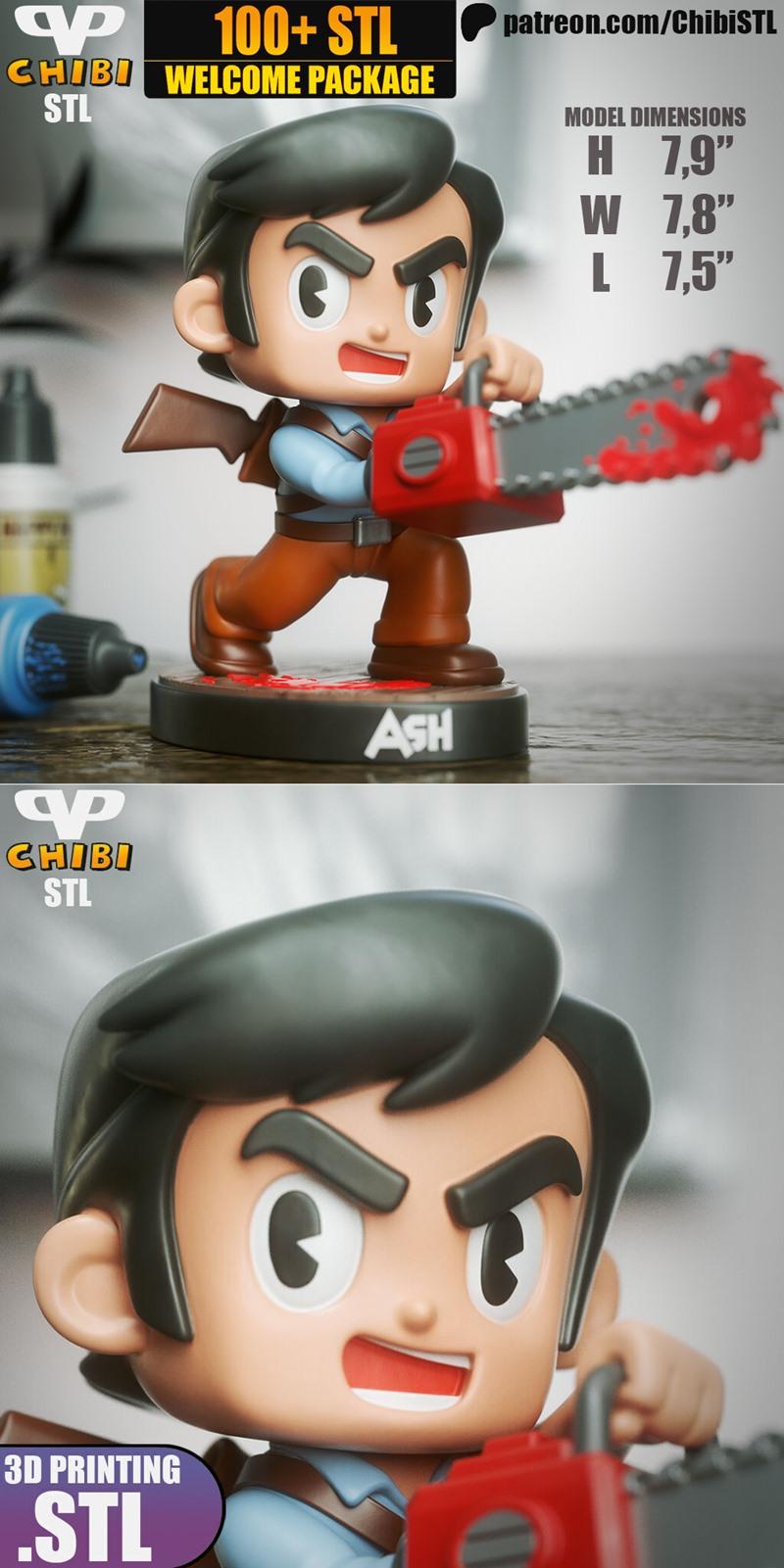 ChibiSTL - 恶灵附身小恶魔 3D打印模型|ChibiSTL – Ash Evil Dead Chibi – 3D Print Model STL