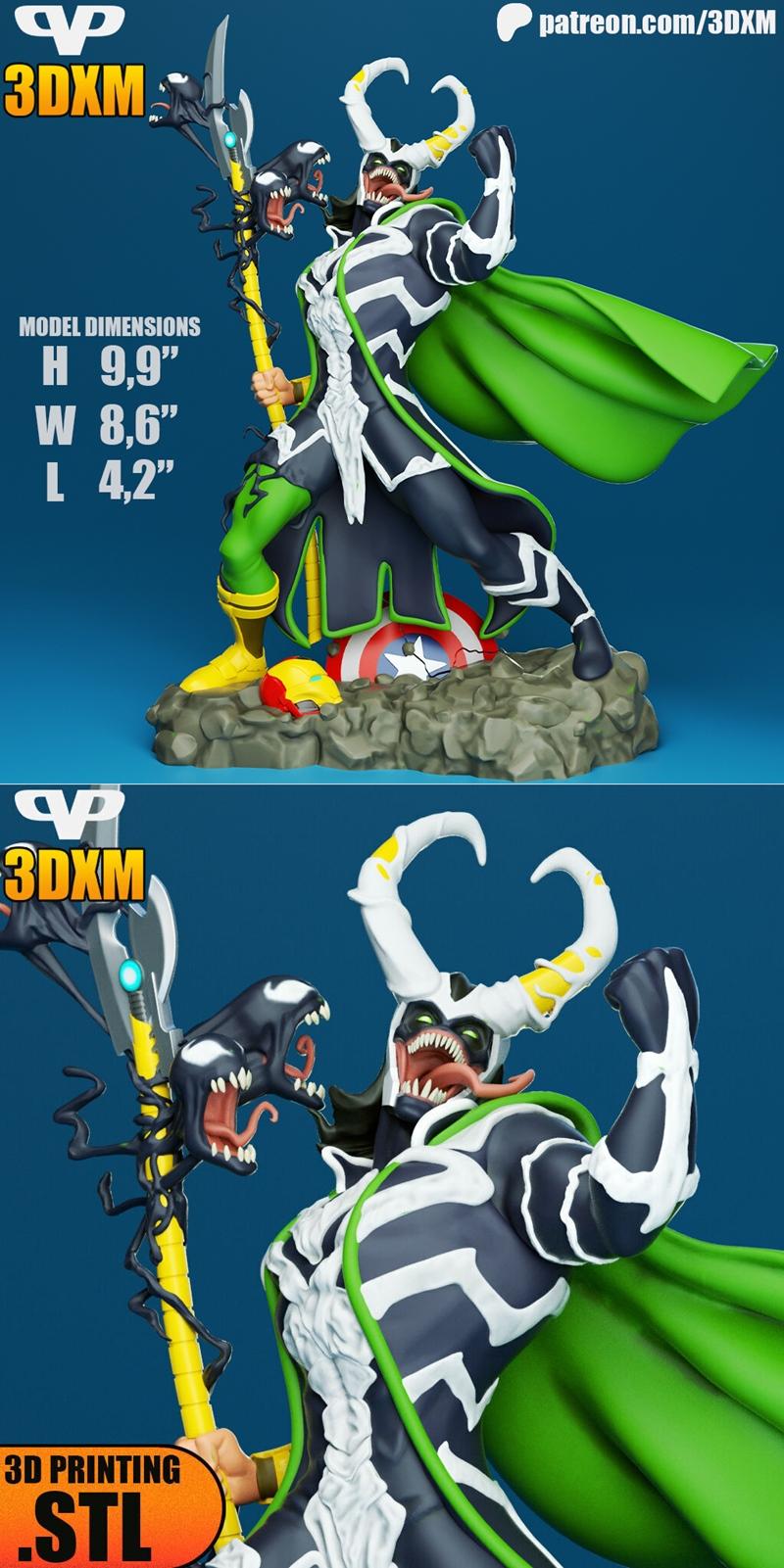 3DXM - 万磁王洛基 - 3D打印模型|3DXM – Venomized Loki – 3D Print Model STL
